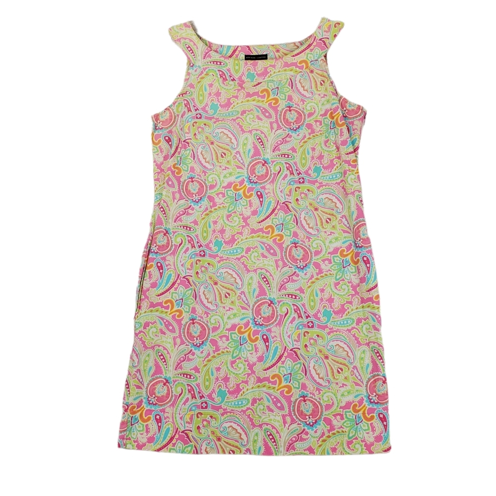NEW YORK & COMPANY Pink paisley shift dress vintage Y2K